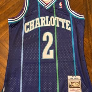 *SMALL* Charlotte Hornets Alternate 1994-95 Swingman Jersey Larry Johnson NWT